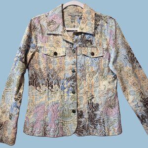 Analogy Paisley Embroidered Button Front Jacket Size M